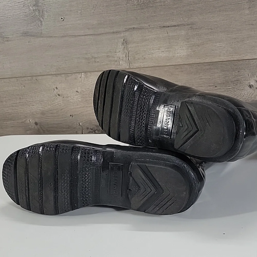 Hunter Tall Gloss Black Rain Boots Sz 7/8